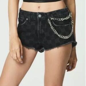🌻Carmar Black Low Rise Lazer Check Denim Shorts Size 28